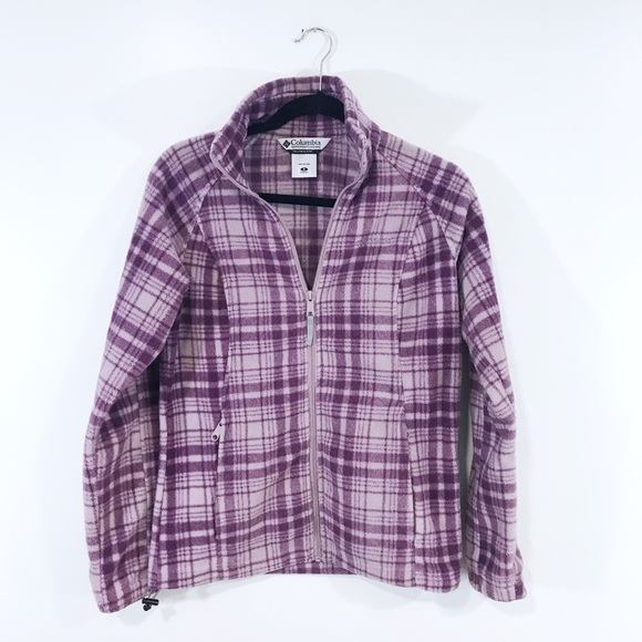 Columbia Tops - [Columbia] Pink Purple Plaid Warm Zip-Up Fleece